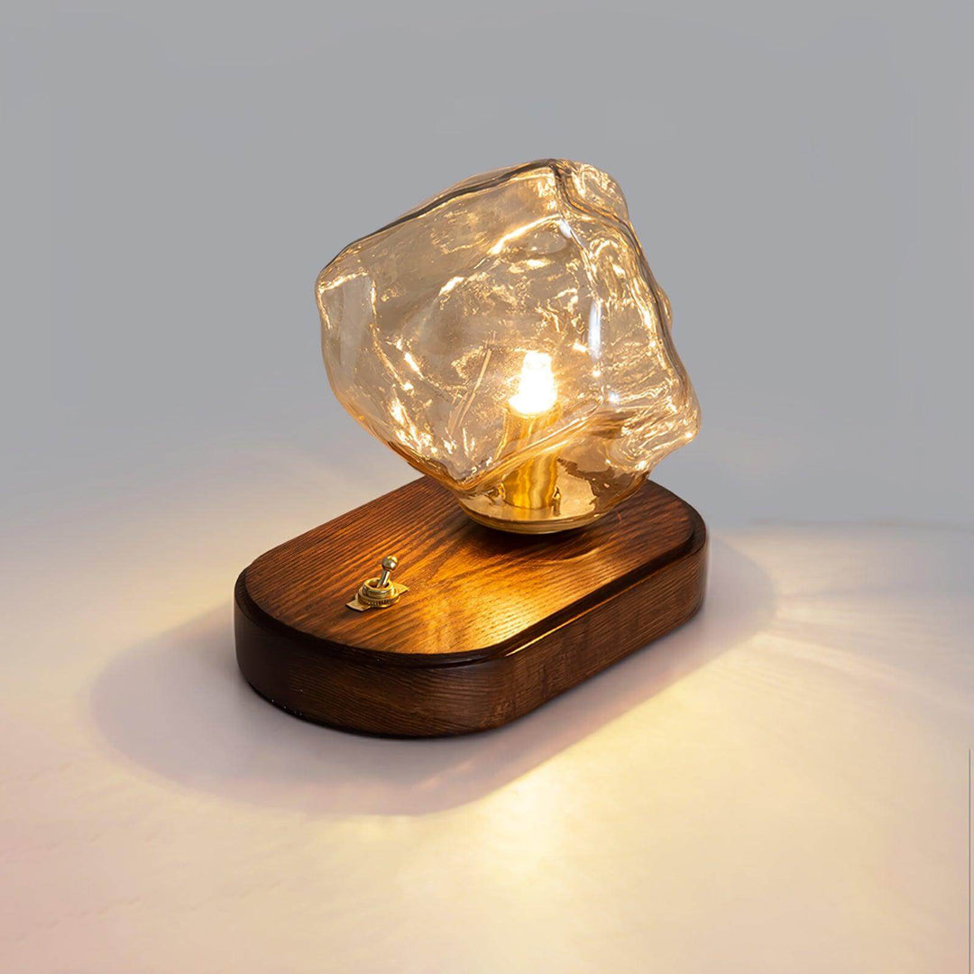 Lampe De Table En Verre En Forme De Pierre De Glace