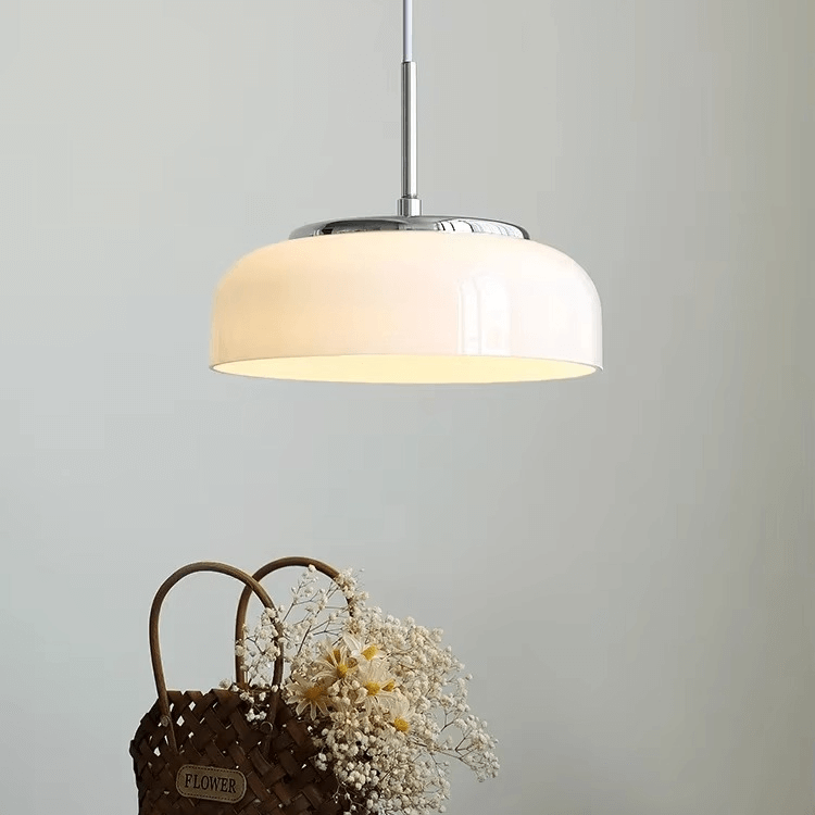 Suspension Design Moderne Verre Blanc Chromé - Éclairage Intérieur