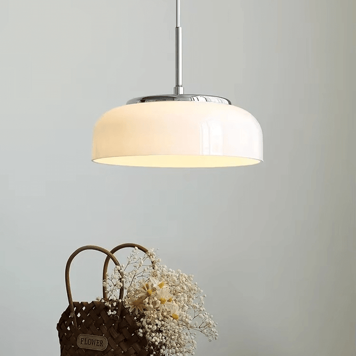 Suspension Design Moderne Verre Blanc Chromé - Éclairage Intérieur