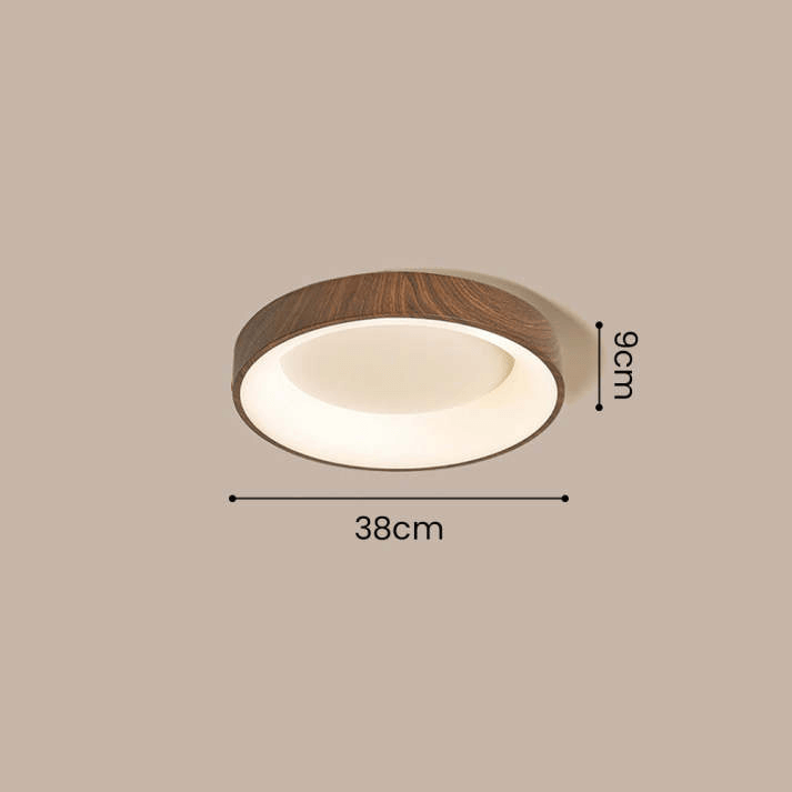 Plafonnier LED Rond en Bois Naturel - Éclairage Moderne pour Chambre
