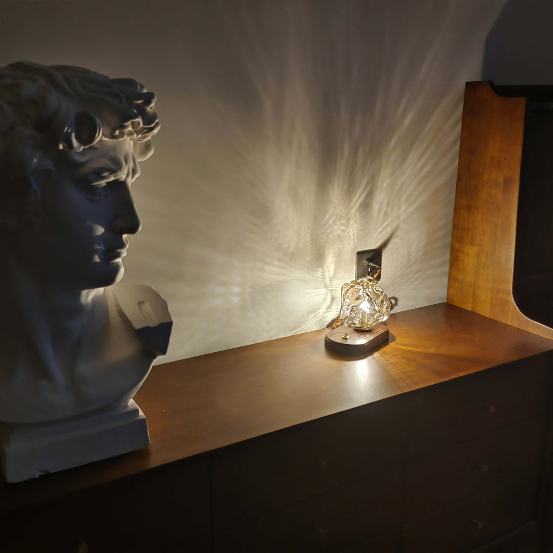 Lampe De Table En Verre En Forme De Pierre De Glace