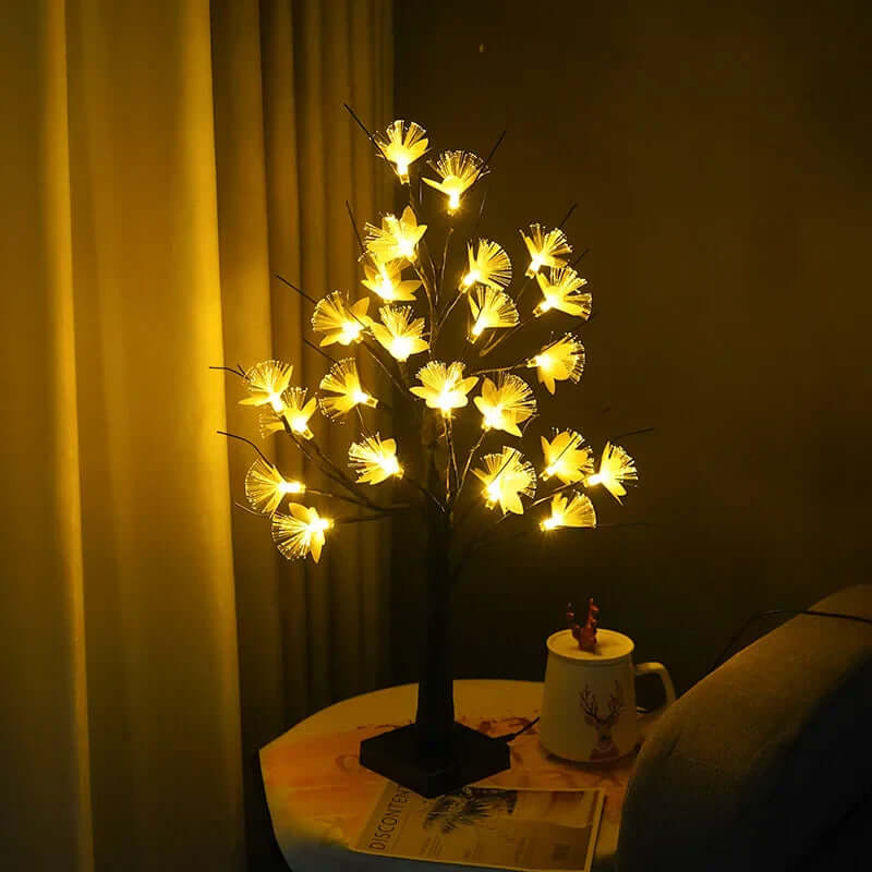 Lumière Pour Arbre À Fleurs En Fibre Optique En Bouleau Blanc