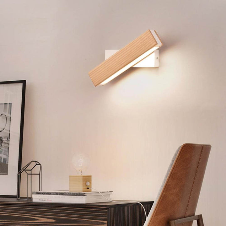 Applique Murale LED Pivotante en Bois - Éclairage d'Ambiance
