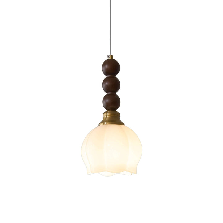 Suspension élégante en verre, bois et métal - Luminaire design