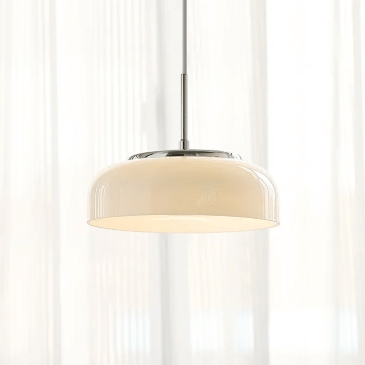 Suspension Design Moderne Verre Blanc Chromé - Éclairage Intérieur