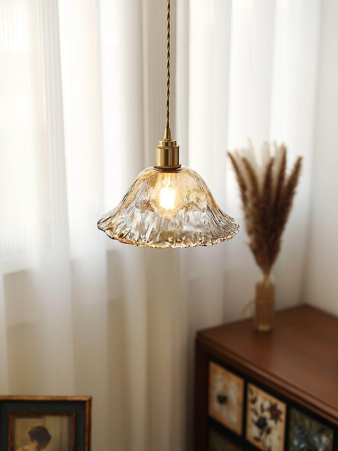 Lampe Pendante Vintage En Verre Brun