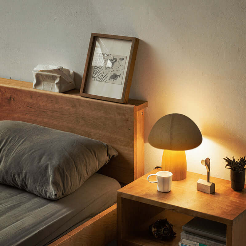 Lampe De Table Rechargeable Pour Champignons En Bois