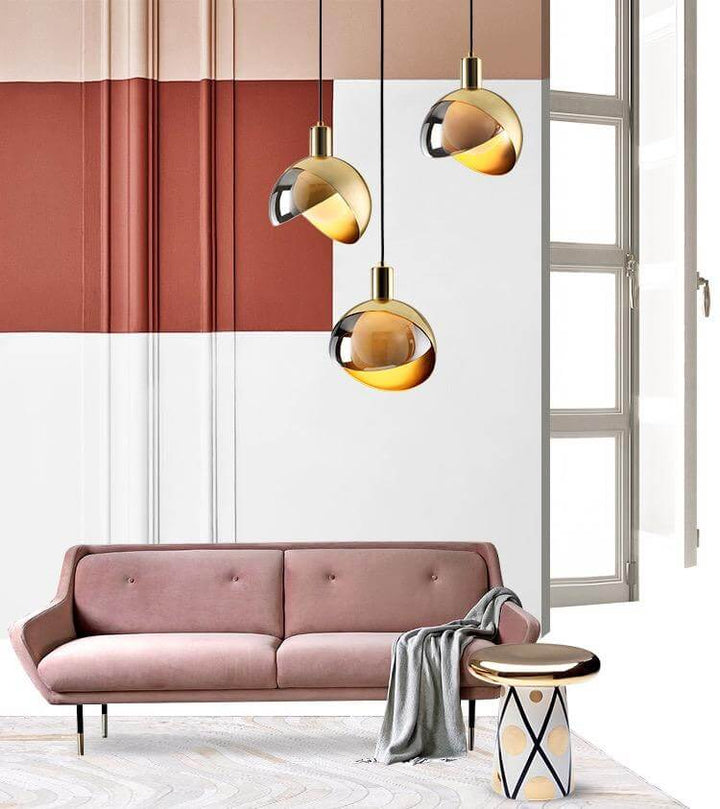 Suspension Moderne En Verre Doré