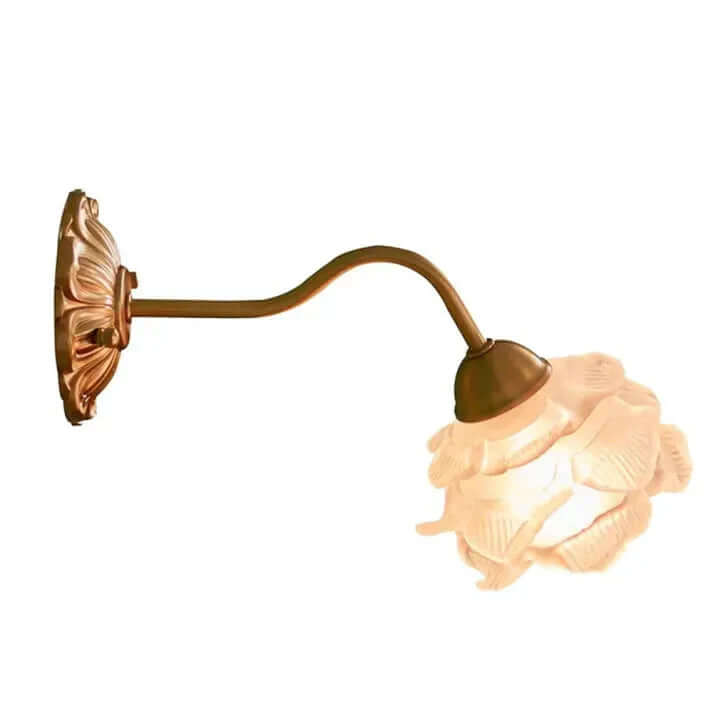 Applique Murale Vintage Fleurs en Verre et Cuivre