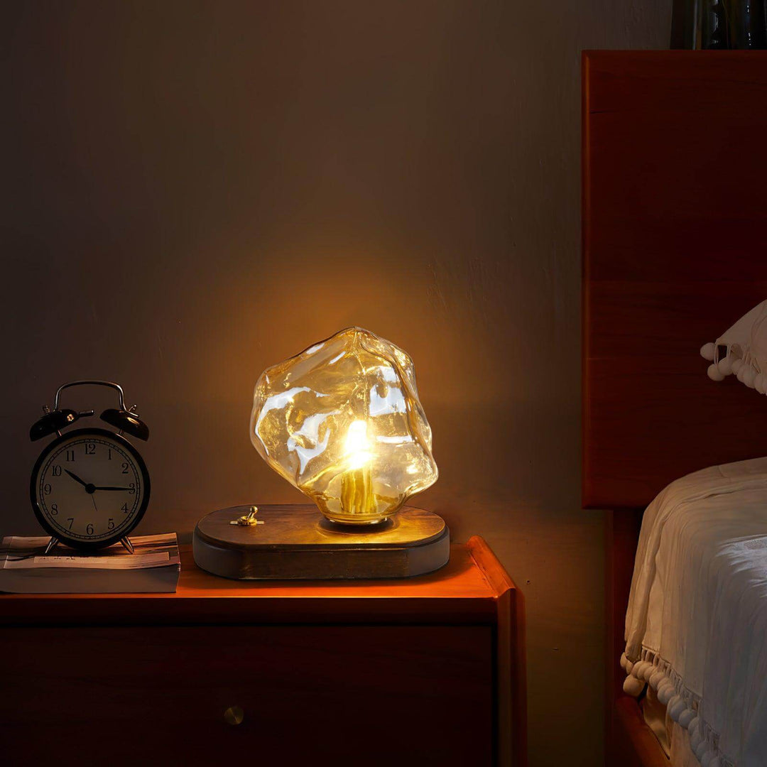 Lampe De Table En Verre En Forme De Pierre De Glace