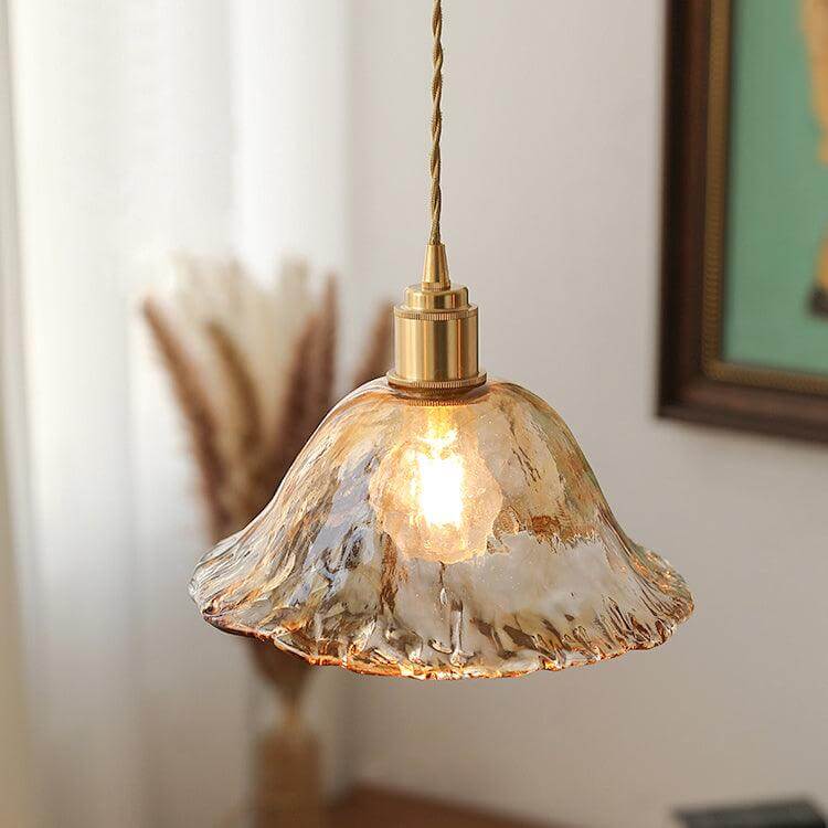 Lampe Pendante Vintage En Verre Brun