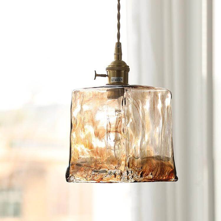 Lampe Pendante Vintage En Verre Brun