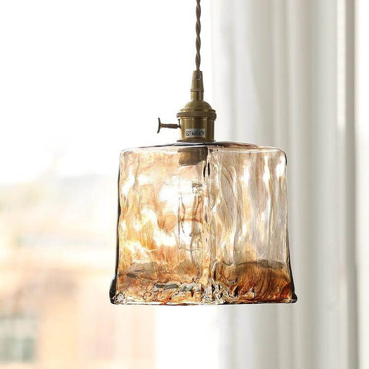 Lampe Pendante Vintage En Verre Brun