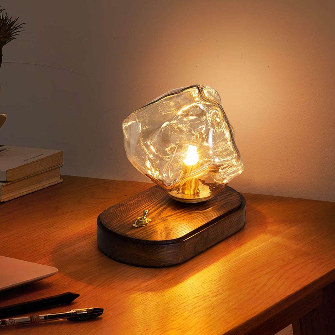 Lampe De Table En Verre En Forme De Pierre De Glace