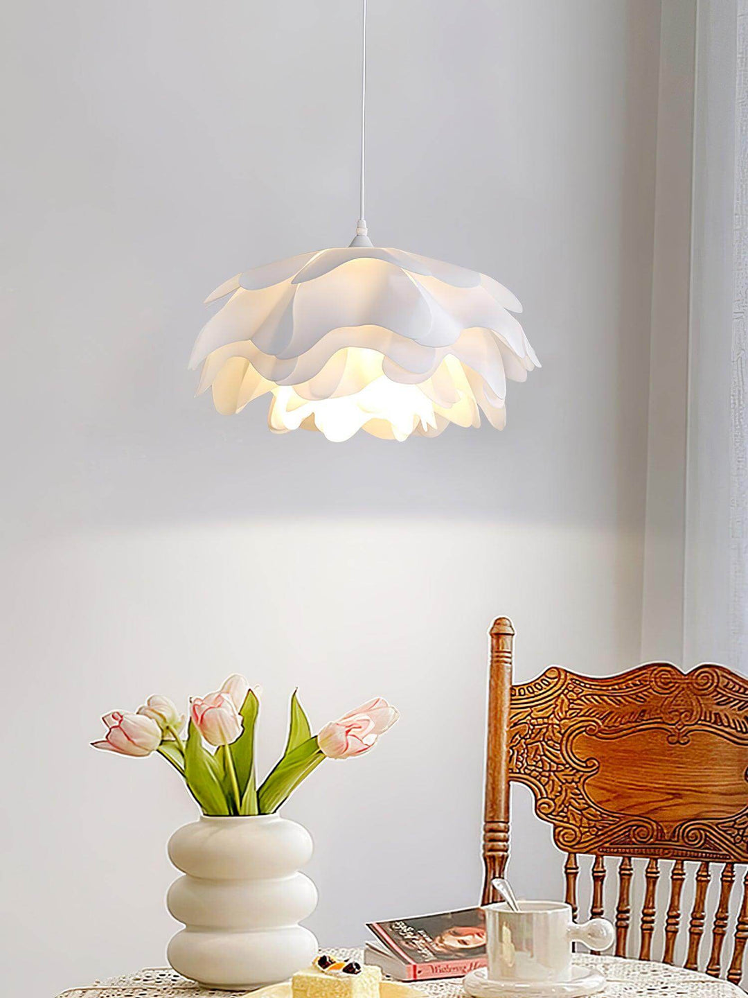 Lampe Pendante Blanche En Forme De Fleur