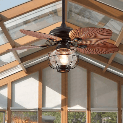 Ventilateur de Plafond Extérieur Vintage Noir avec Lumière