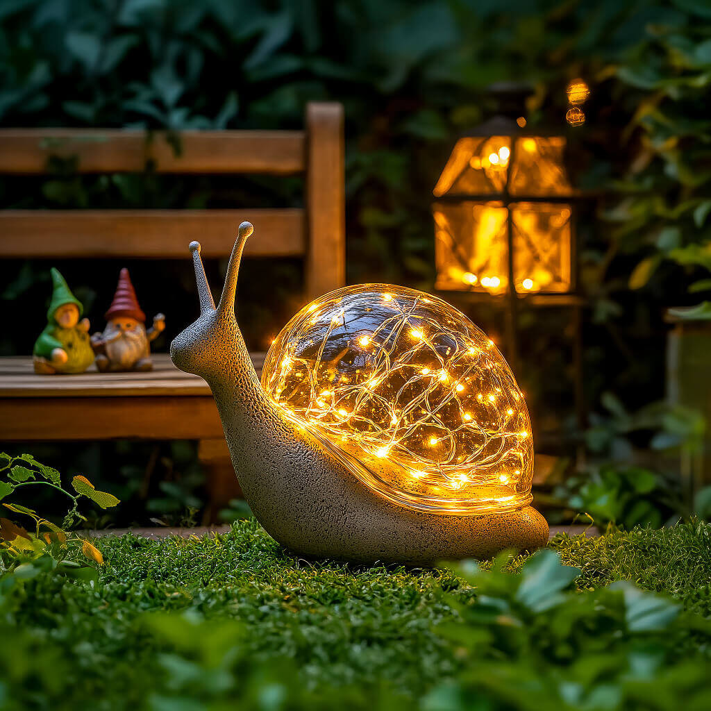 Sculpture Escargot Lumineux - Décoration Jardin Extérieur