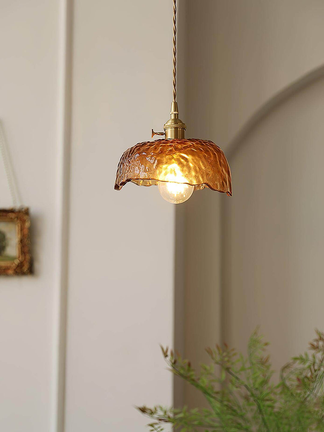 Lampe Pendante Vintage En Verre Brun