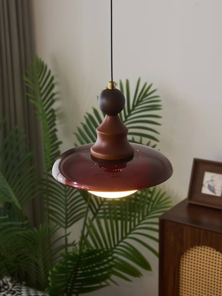 Suspension Design - Luminaire Intérieur en Verre, Bois & Métal