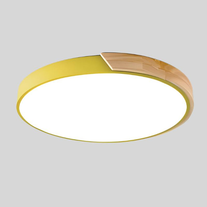 Plafonnier LED Rond Bois Nordique - Éclairage Moderne