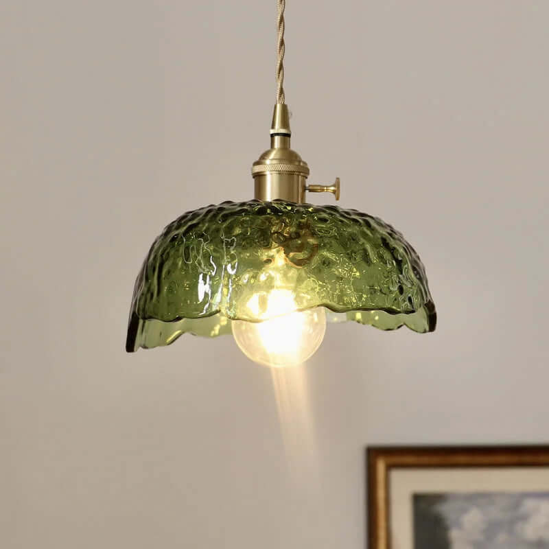 Lampe À Suspension Irrégulière En Verre De Laiton