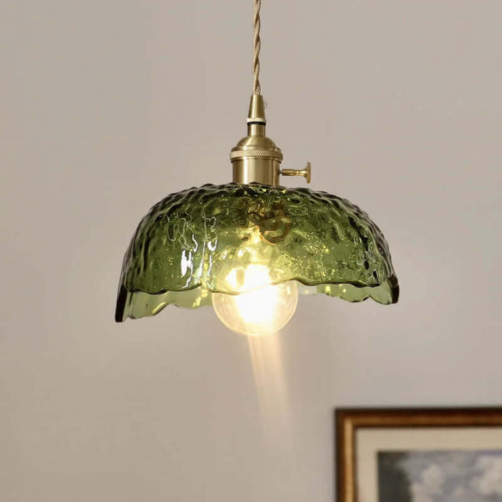 Lampe À Suspension Irrégulière En Verre De Laiton