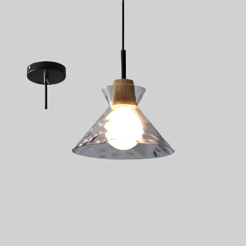 Suspension Lumineuse Verre et Bois - Déco Moderne