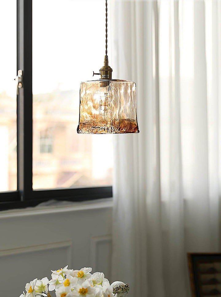 Lampe Pendante Vintage En Verre Brun