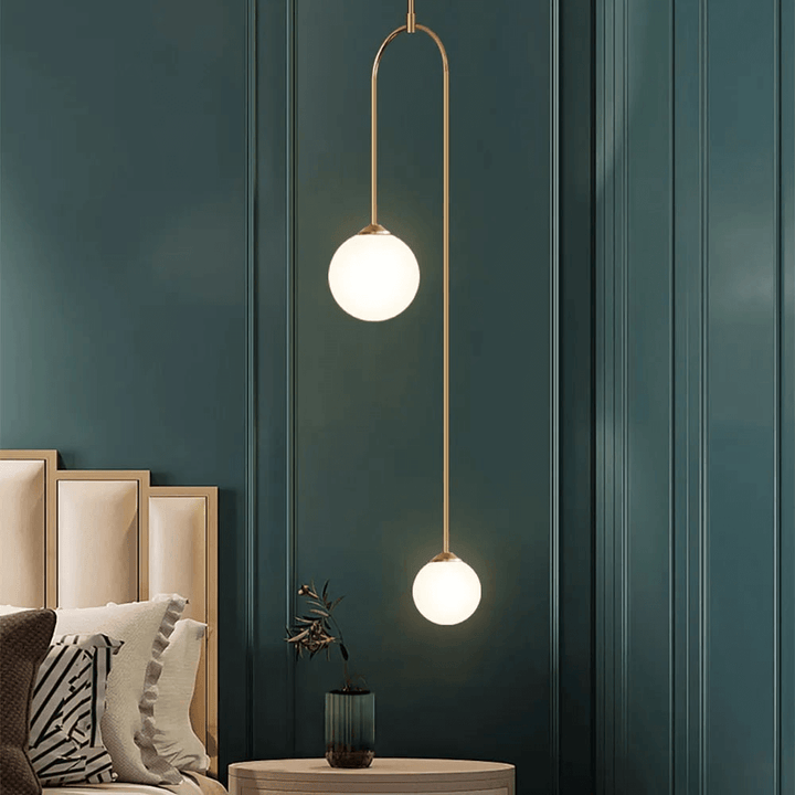 Suspension Moderne en U, 2 Lumières, Verre Globe