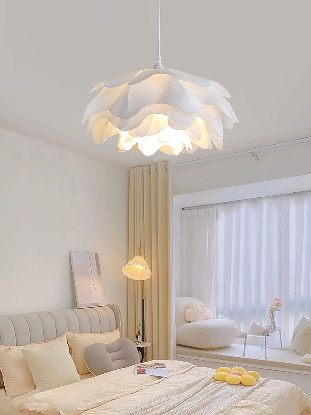 Lampe Pendante Blanche En Forme De Fleur