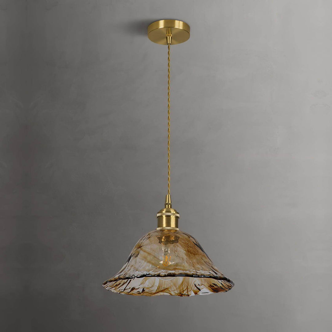 Lampe Pendante Vintage En Verre Brun