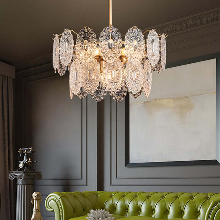 5/7 Têtes Gaufrées Lustre À Panneaux De Cristal