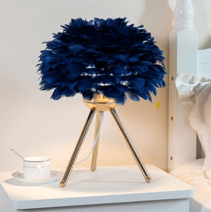 Lampe de Table à Intensité Variable avec Plumes