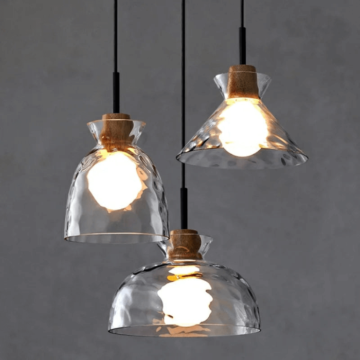 Art Ripple Verre Lampe À Suspendre En Bois