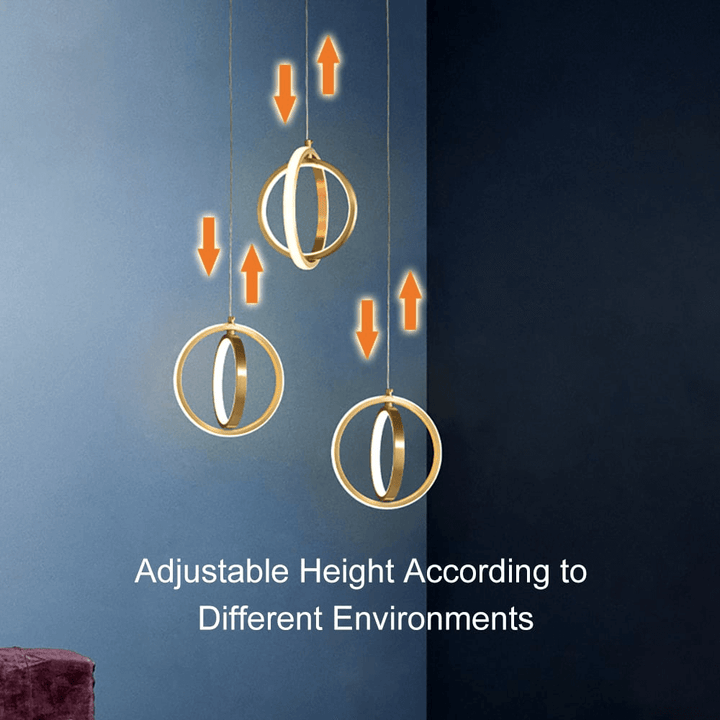 Suspension Lumineuse LED à Deux Anneaux - Design Géométrique Doré