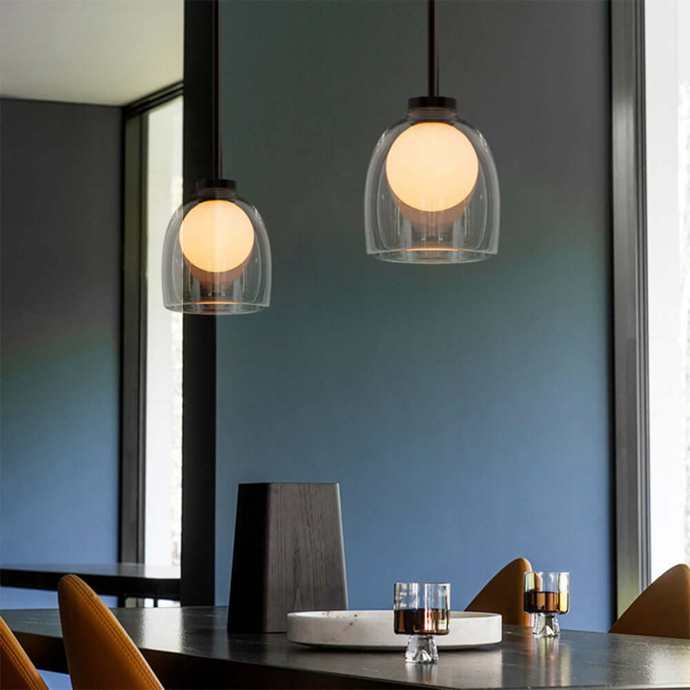 Lustre Moderne En Verre Sphérique Suspension