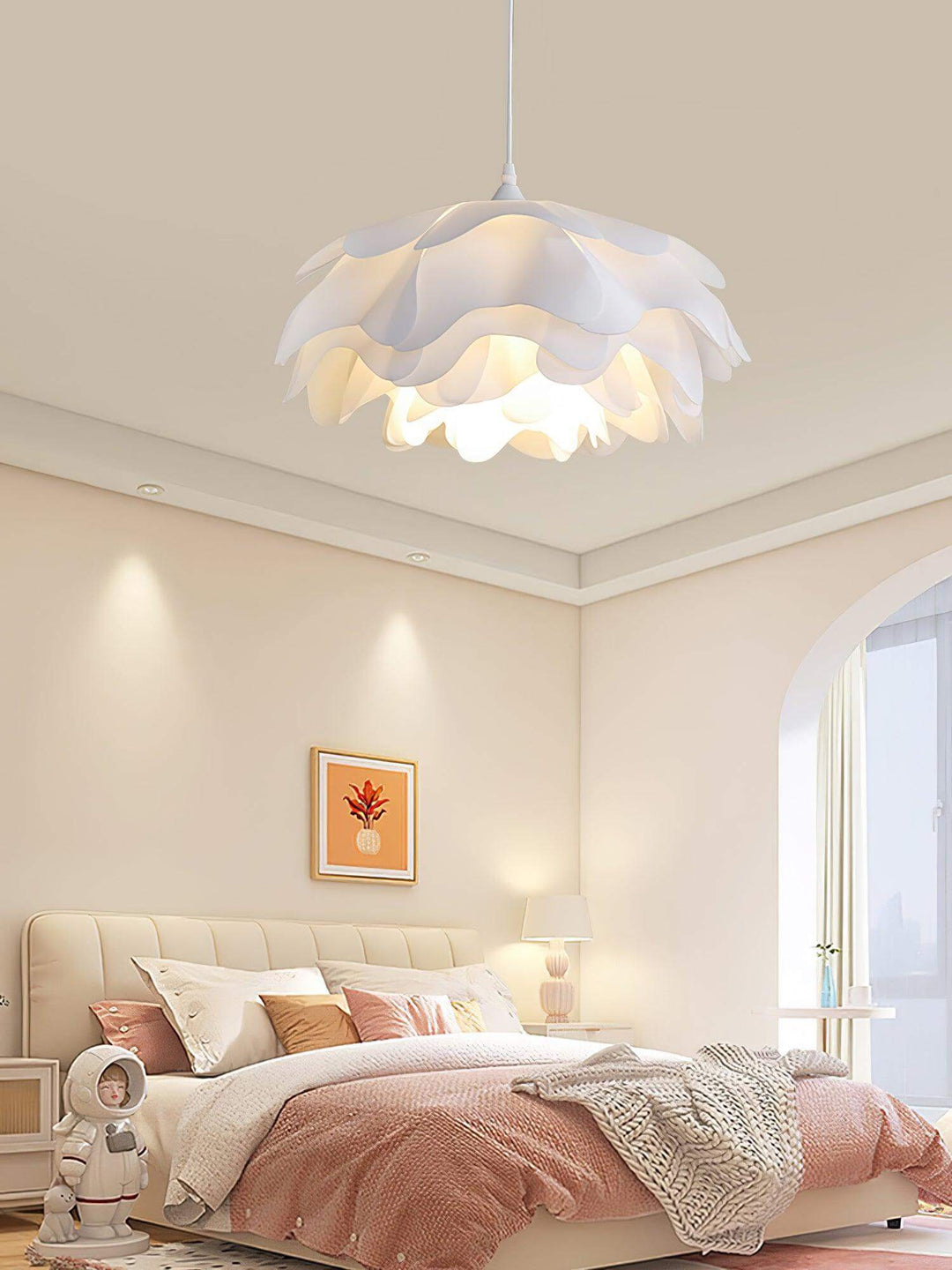 Lampe Pendante Blanche En Forme De Fleur