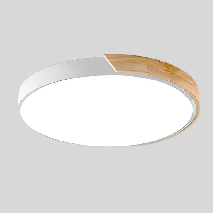 Plafonnier LED Rond Bois Nordique - Éclairage Moderne