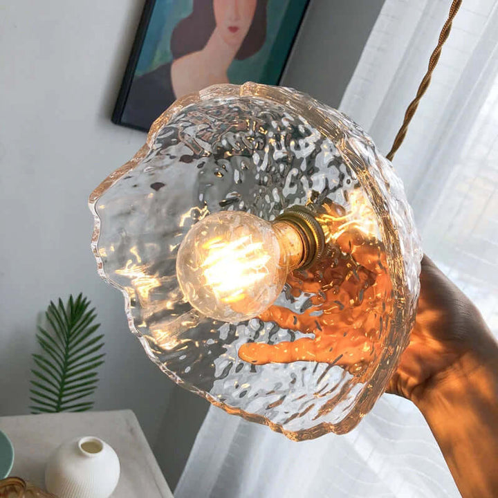 Lampe À Suspension Irrégulière En Verre De Laiton
