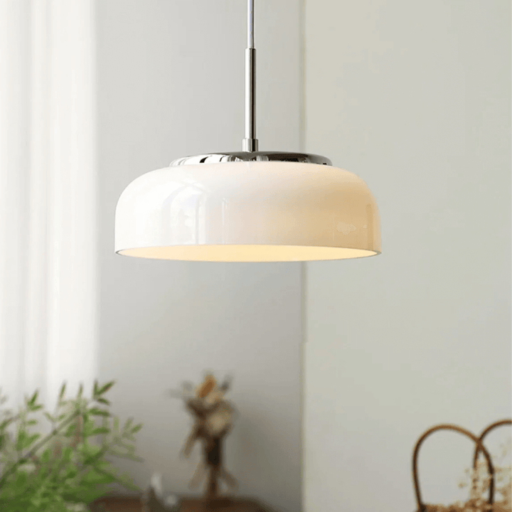 Suspension Design Moderne Verre Blanc Chromé - Éclairage Intérieur