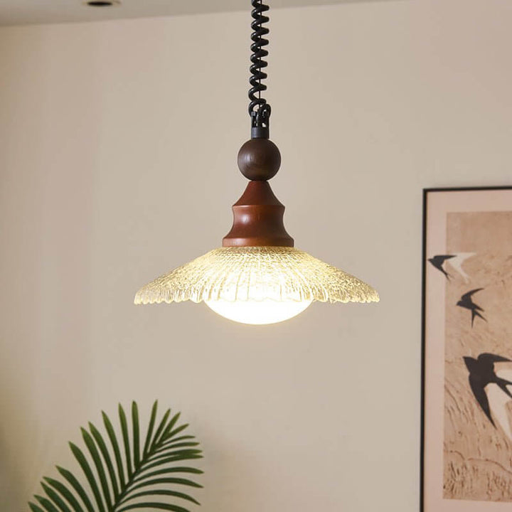 Suspension Design - Luminaire Intérieur en Verre, Bois & Métal