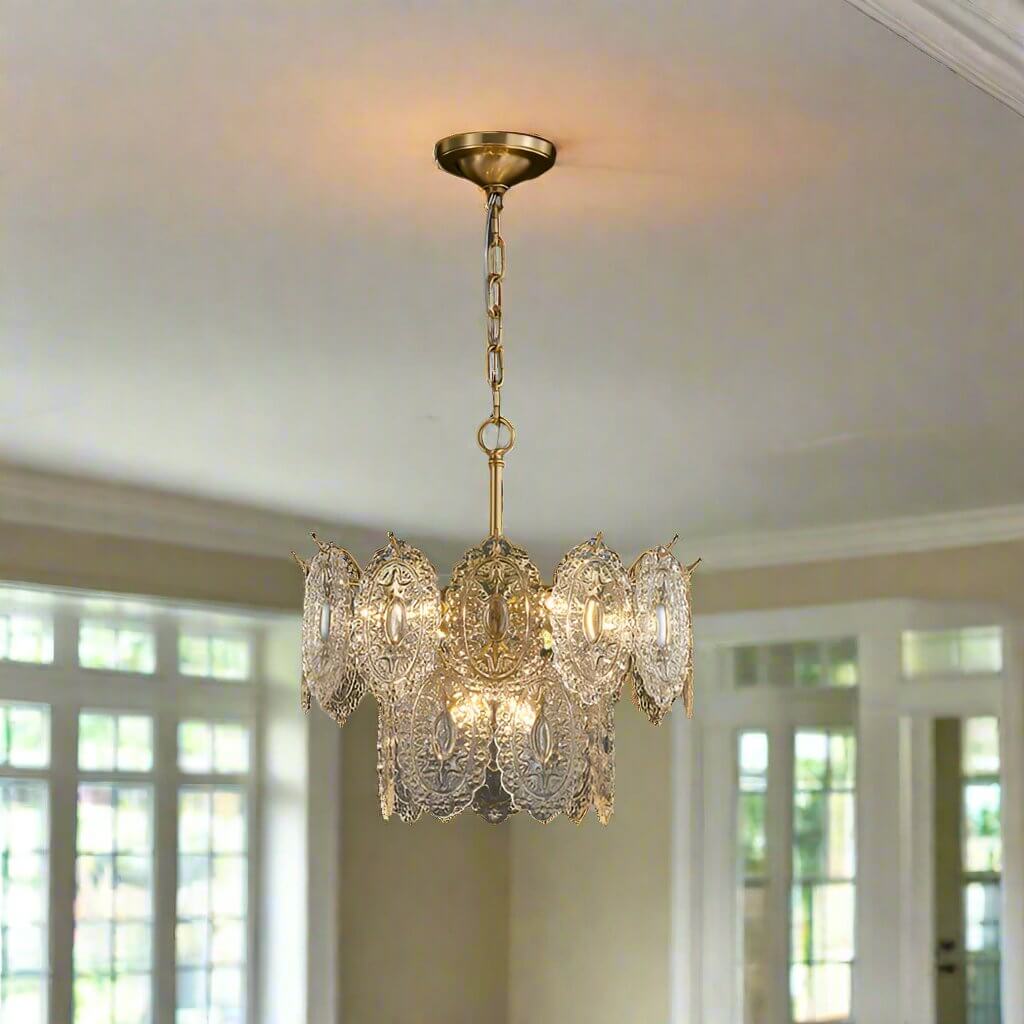 5/7 Têtes Gaufrées Lustre À Panneaux De Cristal