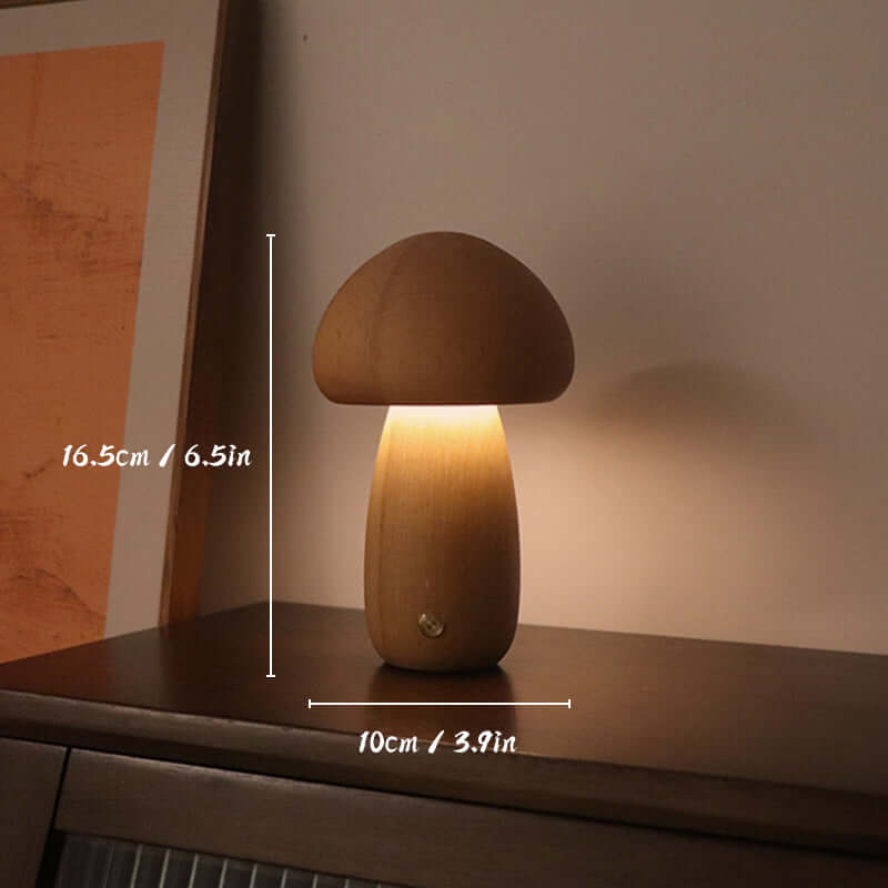Lampe De Table Rechargeable Pour Champignons En Bois