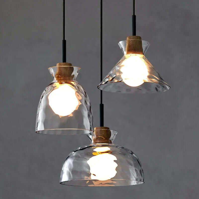 Art Ripple Verre Lampe À Suspendre En Bois