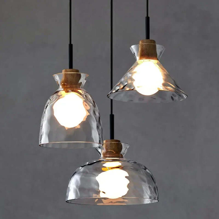 Art Ripple Verre Lampe À Suspendre En Bois