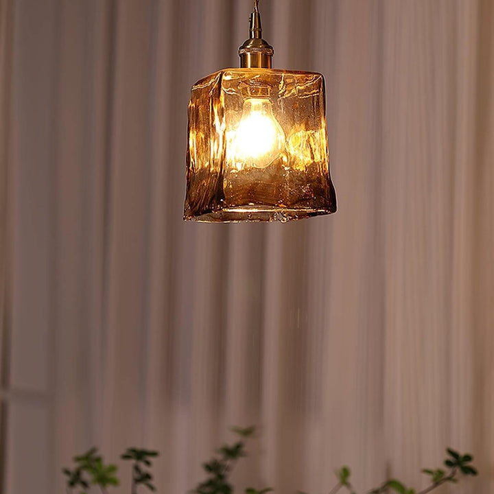 Lampe Pendante Vintage En Verre Brun