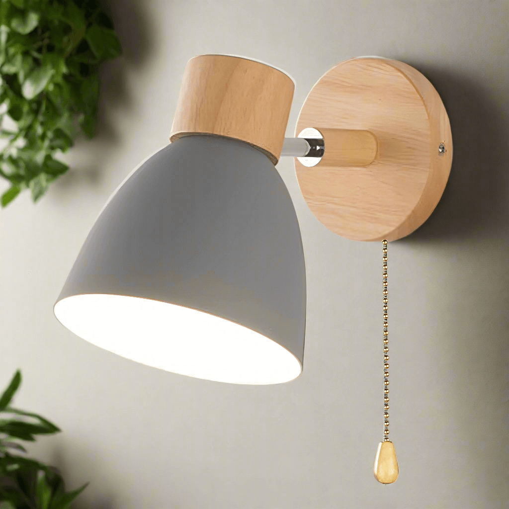Jandiel - Wood Nordic Modern Hanging Switch Wall Lamp (Lampe Murale Suspendue À Interrupteur)