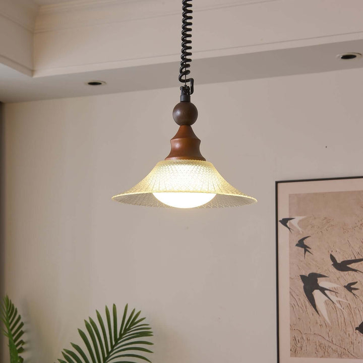Suspension Design - Luminaire Intérieur en Verre, Bois & Métal