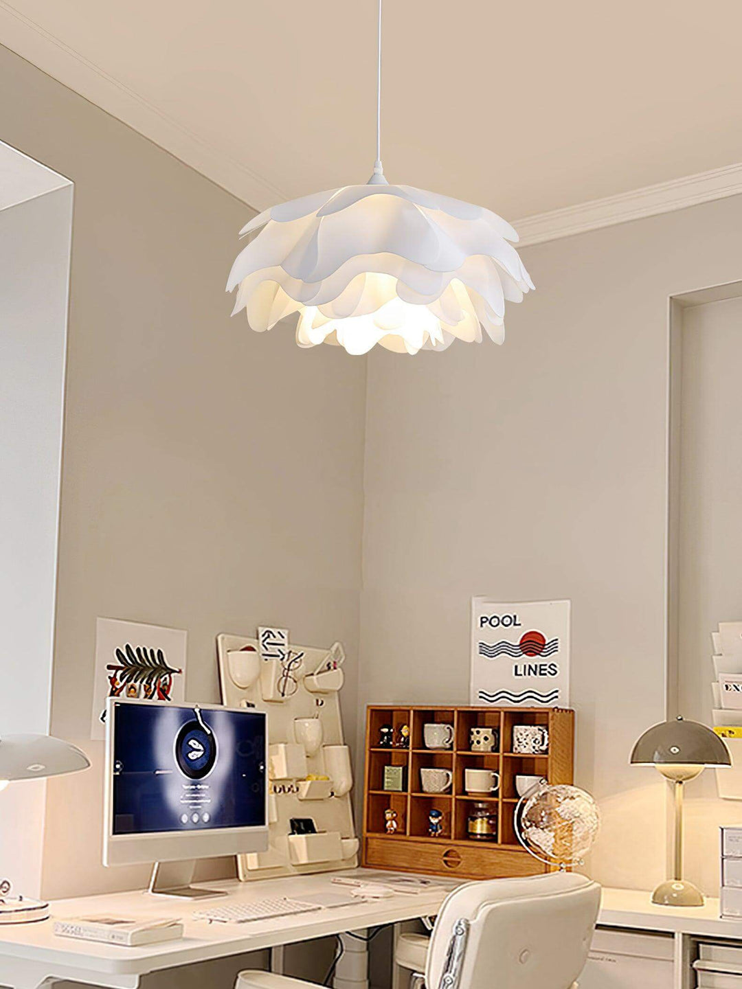 Lampe Pendante Blanche En Forme De Fleur