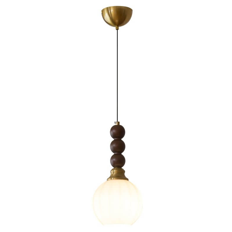 Suspension élégante en verre, bois et métal - Luminaire design